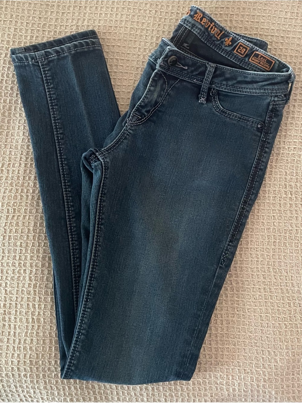 Rock Revival Lexi Super Skinny Jeans Dark Wash Denim Sequins Embellished Womens